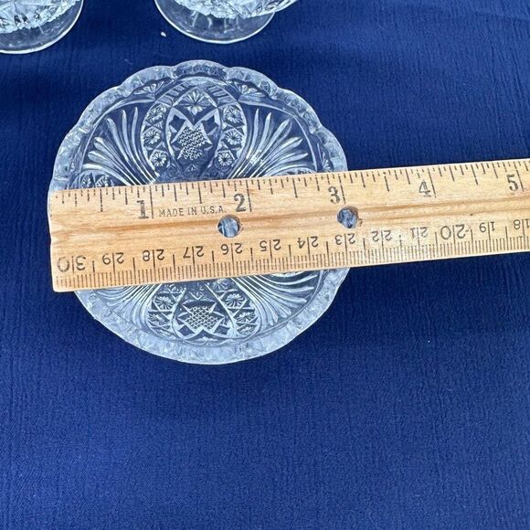 Vintage Clear Cut Glass EAPG Sherbert Dessert Berry Bowls (4) Arrowhead Sawtooth - Picture 7 of 11